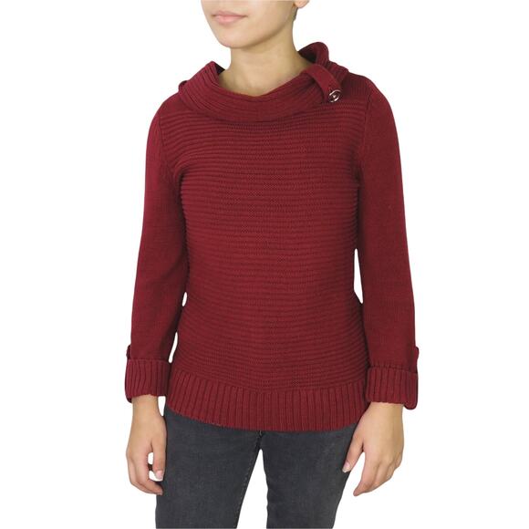 Jones New York Sweaters - Jones New York Wine Red Shrug Neck Sweater Knit Cozycore Small Chic